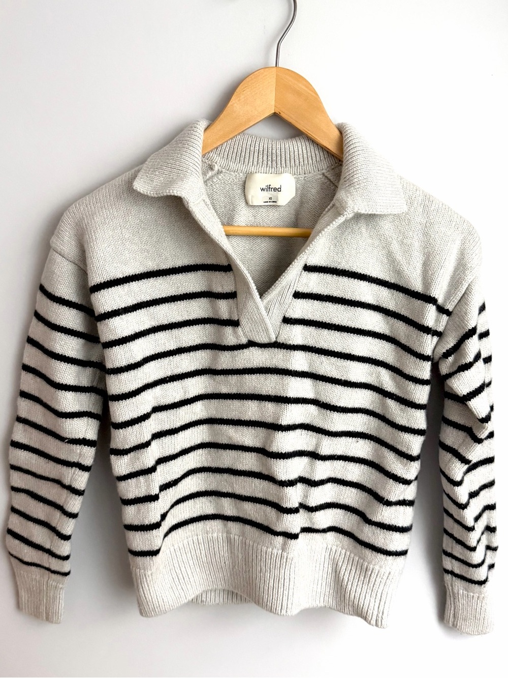 Wilfred Gray & Black Striped Wool Knit Sweater